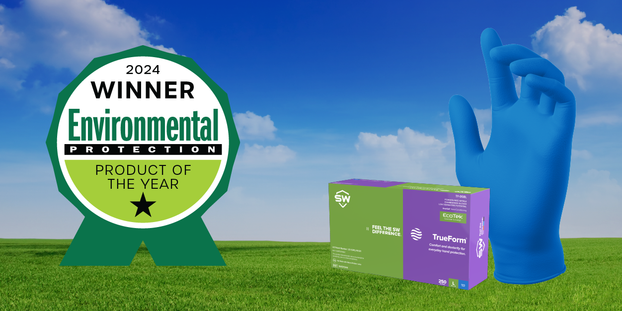 2024 Winner - SW® Sustainability Solutions TruForm® EcoTek® Royal Blue Nitrile Exam Gloves